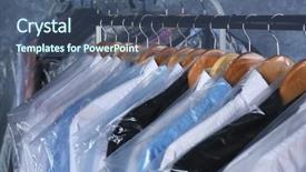  Presentation with dry cleaning - Cool new PPT layouts with hanging on hangers at dry backdrop and a ocean colored foreground