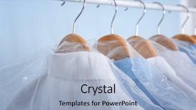  Presentation with clean - Slide deck having hanging on rack in laundry background and a light blue colored foreground