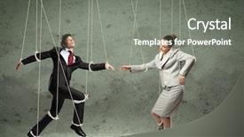  Presentation with strings - Slide set consisting of hanging on strings like marionette background and a gray colored foreground