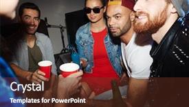  Presentation with multi ethnic group - Audience pleasing PPT theme consisting of hanging out in night club backdrop and a tawny brown colored foreground