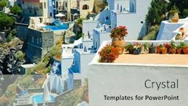  Presentation with greek - Presentation theme having hanging-patios-illustrating-the-lifestyle background and a light gray colored foreground