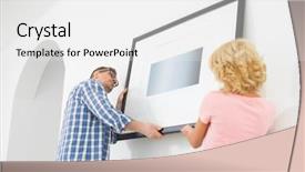  Presentation with picture frame - Presentation with hanging picture frame on wall background and a white colored foreground