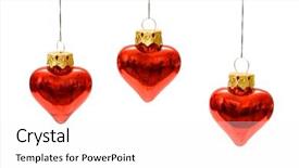  Presentation with human heart blue and red - Presentation theme having hanging red heart shaped christmas background and a white colored foreground