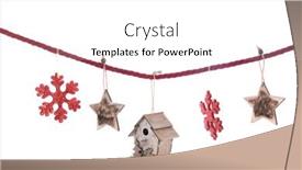  Presentation with red stars - Slide set with hanging-red-snowflakes-and-wooden background and a  colored foreground