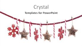  Presentation with red stars - Presentation enhanced with hanging-red-snowflakes-and-wooden background and a  colored foreground