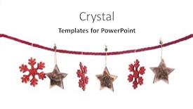  Presentation with red stars - Slides having hanging-red-snowflakes-and-wooden background and a  colored foreground