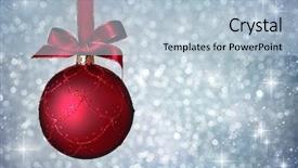  Presentation with christmas borders ornament border - Colorful slide deck enhanced with hanging with ribbon on silver backdrop and a  colored foreground