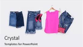  Presentation with dress shoes - Slide deck consisting of hanging with three blue background and a sky blue colored foreground