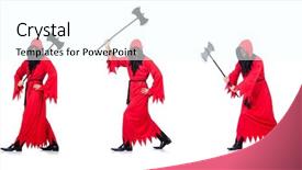  Presentation with red black and white - Slide deck consisting of hangman - executioner in red costume background and a  colored foreground