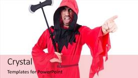  Presentation with costume - Audience pleasing slide set consisting of hangman - executioner in red costume backdrop and a  colored foreground