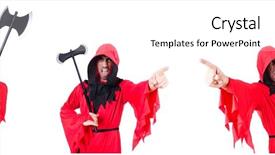  Presentation with red black and white - Slide set consisting of hangman - executioner in red costume background and a white colored foreground