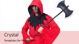  Presentation with costume - Theme enhanced with hangman - executioner in red costume background and a  colored foreground