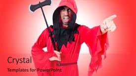  Presentation with red and white abstract - Presentation having hangman - executioner in red costume background and a  colored foreground