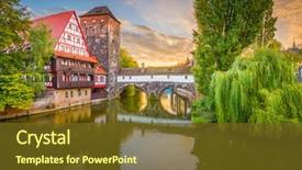  Presentation with bridge the gap - Colorful presentation theme enhanced with nuremburg germany at hangman's backdrop and a tawny brown colored foreground