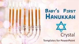  Presentation with hanukkah - Amazing PPT theme having hannukah - beautiful menorah with burning candles backdrop and a lemonade colored foreground