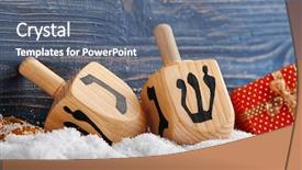  Presentation with hanukkah - Colorful PPT theme enhanced with hannukah - composition of dreidels for hanukkah backdrop and a ocean colored foreground