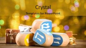  Presentation with hanukkah - Beautiful presentation theme featuring hannukah - dreidels for hanukkah on wooden backdrop and a gold colored foreground