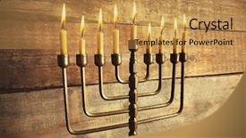  Presentation with hanukkah - PPT theme consisting of hannukah - menorah with candles for hanukkah background and a yellow colored foreground