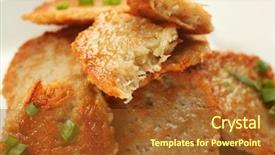  Presentation with hanukkah - Cool new PPT theme with hannukah - plate with tasty potato pancakes backdrop and a tawny brown colored foreground