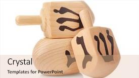  Presentation with hanukkah - Slides with hannukah - wooden dreidels for hanukkah background and a coral colored foreground