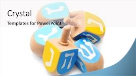  Presentation with hanukkah - Colorful presentation theme enhanced with hannukah - wooden dreidels for hanukkah backdrop and a sky blue colored foreground