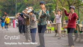  Presentation with tai chi - Audience pleasing presentation theme consisting of hanoi-vietnam-april-6-2014 backdrop and a gray colored foreground
