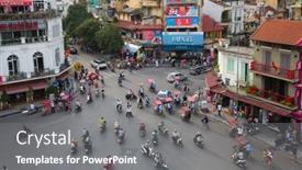 Presentation with roundabout - Beautiful slide set featuring hanoi-vietnam-september-2-2015 backdrop and a  colored foreground