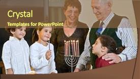  Presentation with lightening - PPT theme having hanuka - grandparents and grandchildren lightening menorah background and a tawny brown colored foreground