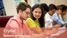  Presentation with international education - Theme enhanced with hapiness - education high school university learning background and a  colored foreground