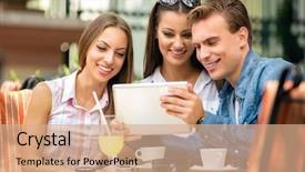  Presentation with time - Slide deck enhanced with hapiness - friends or colleagues enjoying leisure background and a coral colored foreground