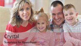  Presentation with living room family - PPT theme with hapiness - hapy young family have fun background and a coral colored foreground