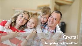  Presentation with living room family - Theme enhanced with hapiness - hapy young family have fun background and a gray colored foreground