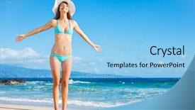  Presentation with bliss - Presentation design having hapiness - relaxing each vacation beautiful woman background and a light blue colored foreground