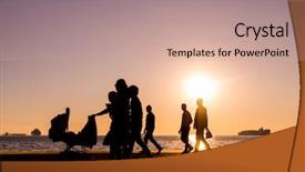  Presentation with people enjoying - Audience pleasing presentation theme consisting of hapiness - silhouettes of people enjoying backdrop and a coral colored foreground