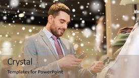  Presentation with people mobile technology - Audience pleasing PPT layouts consisting of hapiness consumer - sale shopping fashion technology backdrop and a coral colored foreground