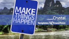  Presentation with make it happen - Presentation theme with happen sign with a rural background and a teal colored foreground
