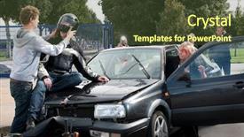  Presentation with car accident - Audience pleasing theme consisting of happening just after an accident backdrop and a tawny brown colored foreground