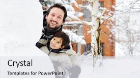  Presentation with snow - PPT theme with happily in snow making snowman background and a white colored foreground