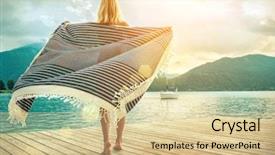  Presentation with stay healthy - PPT layouts consisting of happiness blonde woman stay background and a lemonade colored foreground