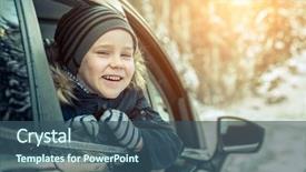  Presentation with winter forest - Audience pleasing theme consisting of happiness caucasian smilling boy looking backdrop and a  colored foreground