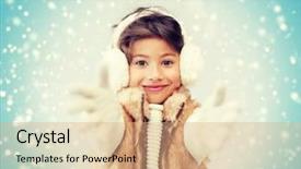  Presentation with happiness - Beautiful PPT theme featuring happiness concept - happy little girl backdrop and a coral colored foreground