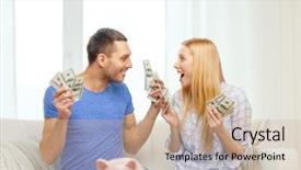  Presentation with family and home love concept - Presentation design with happiness concpet - smiling couple background and a soft green colored foreground