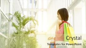  Presentation with people mall - PPT layouts featuring happiness consumerism sale and people concept young asian girl with shopping bags walking in the mall beautiful golden sunlight at background background and a blonde colored foreground