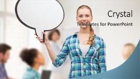  Presentation with happiness - Slide deck consisting of happiness conversation and people concept background and a sky blue colored foreground