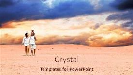  Presentation with family day - Colorful slide deck enhanced with happiness family fun in desert in sunny day backdrop and a lemonade colored foreground