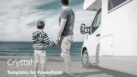  Presentation with togetherness - PPT theme with happiness-father-and-son-stay background and a gray colored foreground