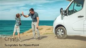  Presentation with togetherness - Cool new slide set with happiness-father-and-son-stay backdrop and a coral colored foreground