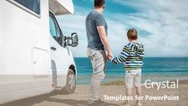  Presentation with togetherness - Amazing theme having happiness-father-and-son-stay backdrop and a coral colored foreground