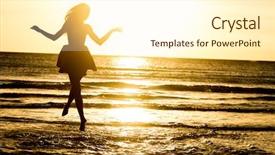  Presentation with sad woman silhouette - Theme enhanced with happiness free - silhouette of young happy woman background and a cream colored foreground