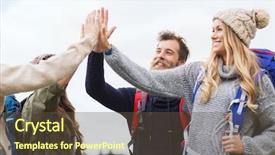  Presentation with travel friends - PPT layouts with happiness free - travel tourism hike gesture background and a  colored foreground